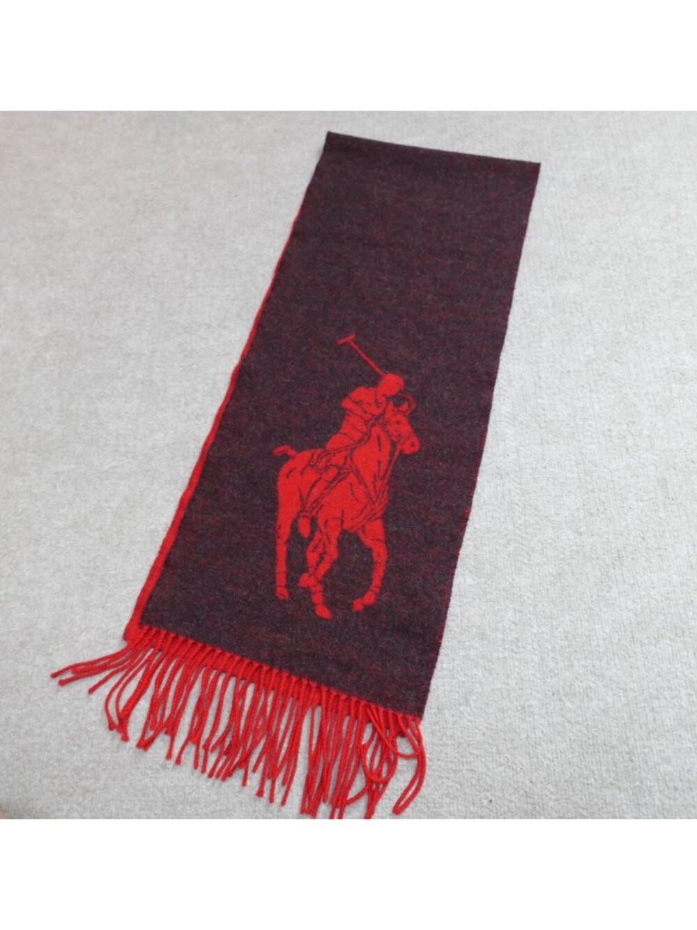 Vintage Polo Ralph Lauren Scarf Red Lambswool Made in Scotland
